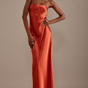 NWOTAnthropologie Fleur Strapless Satin Maxi Slip Dress (Color sold out online!)